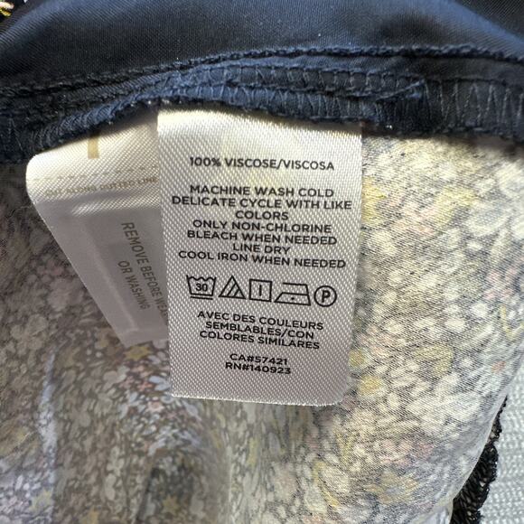 LOFT Pants Womens XL Black Floral Cropped Pull On Wide‎ Leg Boho Cottagecore New - Picture 6 of 7